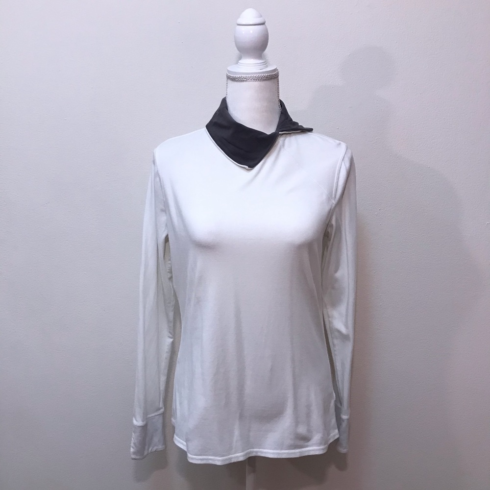 Athleta White Gray Long Sleeve Top Size Large